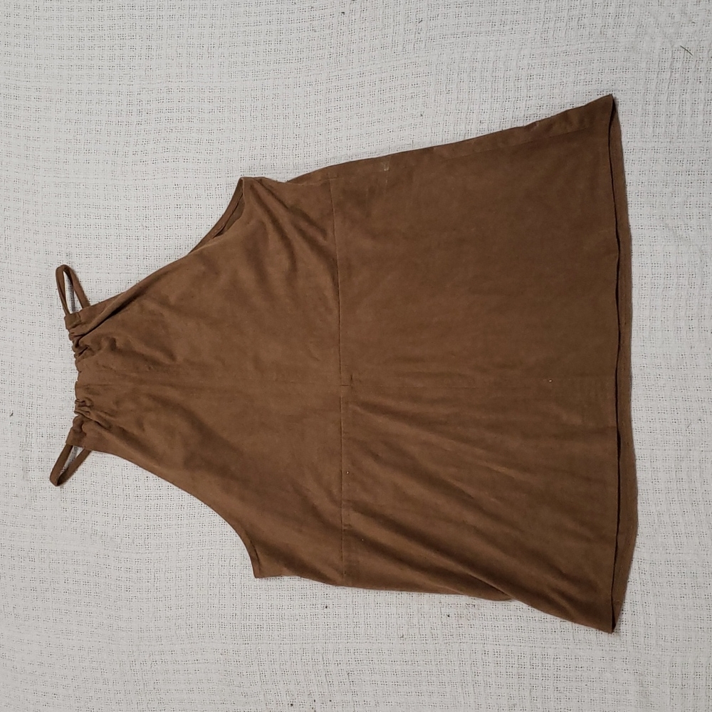 Brown Suede High Neck Tank Top - Picture 4 of 4